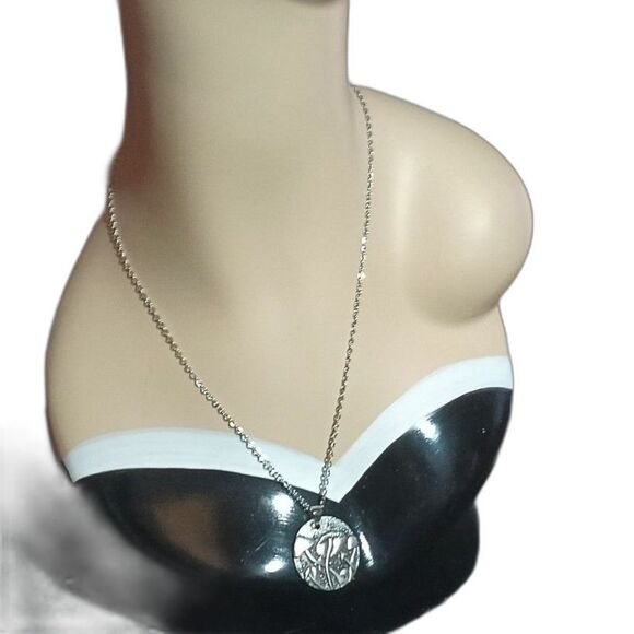 Whimsical Triple Mushroom Silvertone Jewelry Pendant Nature-Inspired Fantasy - Picture 3 of 6